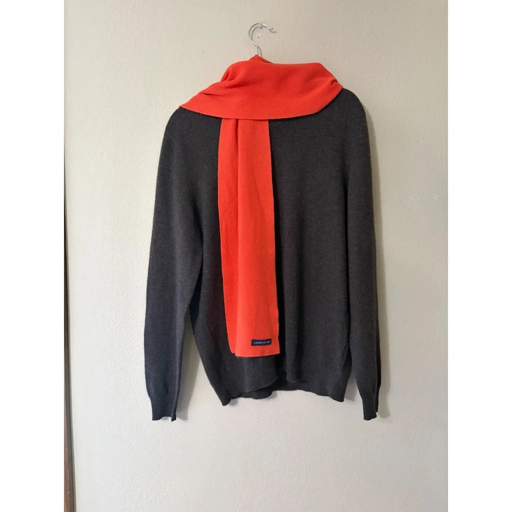 Lands' End 100% Cashmere Knit Winter Scarf | Bright Orange‎ Coral Solid 8